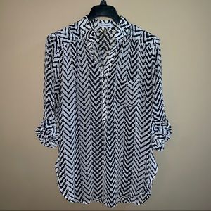 Black And White Tunic Style Blouse